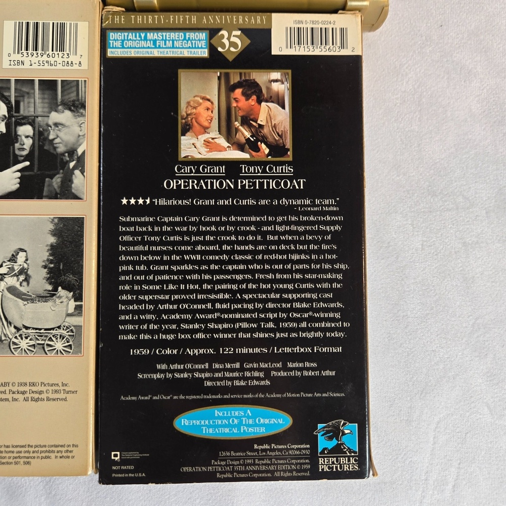 Cary Grant 6 VHS Movies North by Northwest Notorious Operation Petticoat Hepburn - Picture 2 of 9